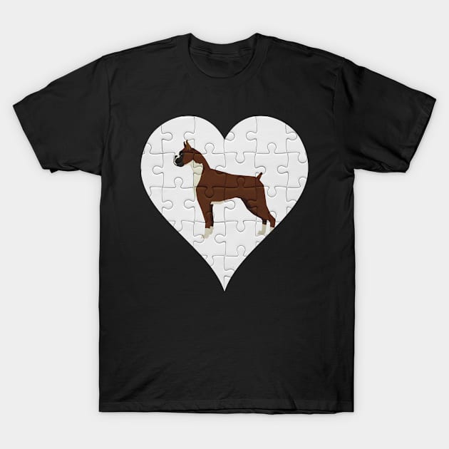 Boxer Heart Jigsaw Pieces Design - Gift for Boxer Lovers T-Shirt by HarrietsDogGifts